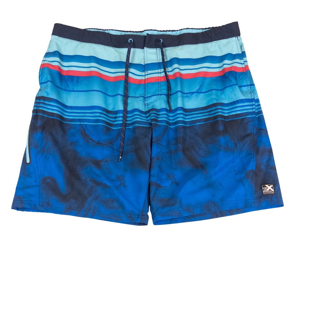 ZeroXposur Mens XXL Blue Striped Marbled Swim Trunks Board Shorts 2XL